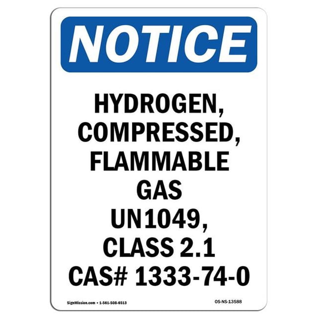 SignMission OS-NS-A-1014-V-13588 10 x 14 Po Panneau de Signalisation - Hydrogène&44; Comprimé&44; Inflammable