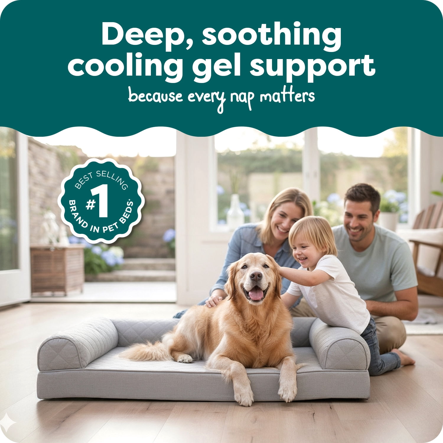 Furhaven Cooling Gel Dog Bed w/ Removable Bolsters & Washable Cover,Quilted Sofa, Jumbo/XL, Silver Gray, 1 Count