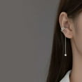 thumbnail image 4 of K-KED 1 pcs 925 Sterling Silver Hollow Heart & Ear Cuff with Trace Chain Earrings, 4 of 6