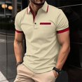 thumbnail image 1 of Lefu Mens Short Sleeve Tops Lapel Buttons V-Neck Slim Pullover Muscle Fitness Blouse, 1 of 8