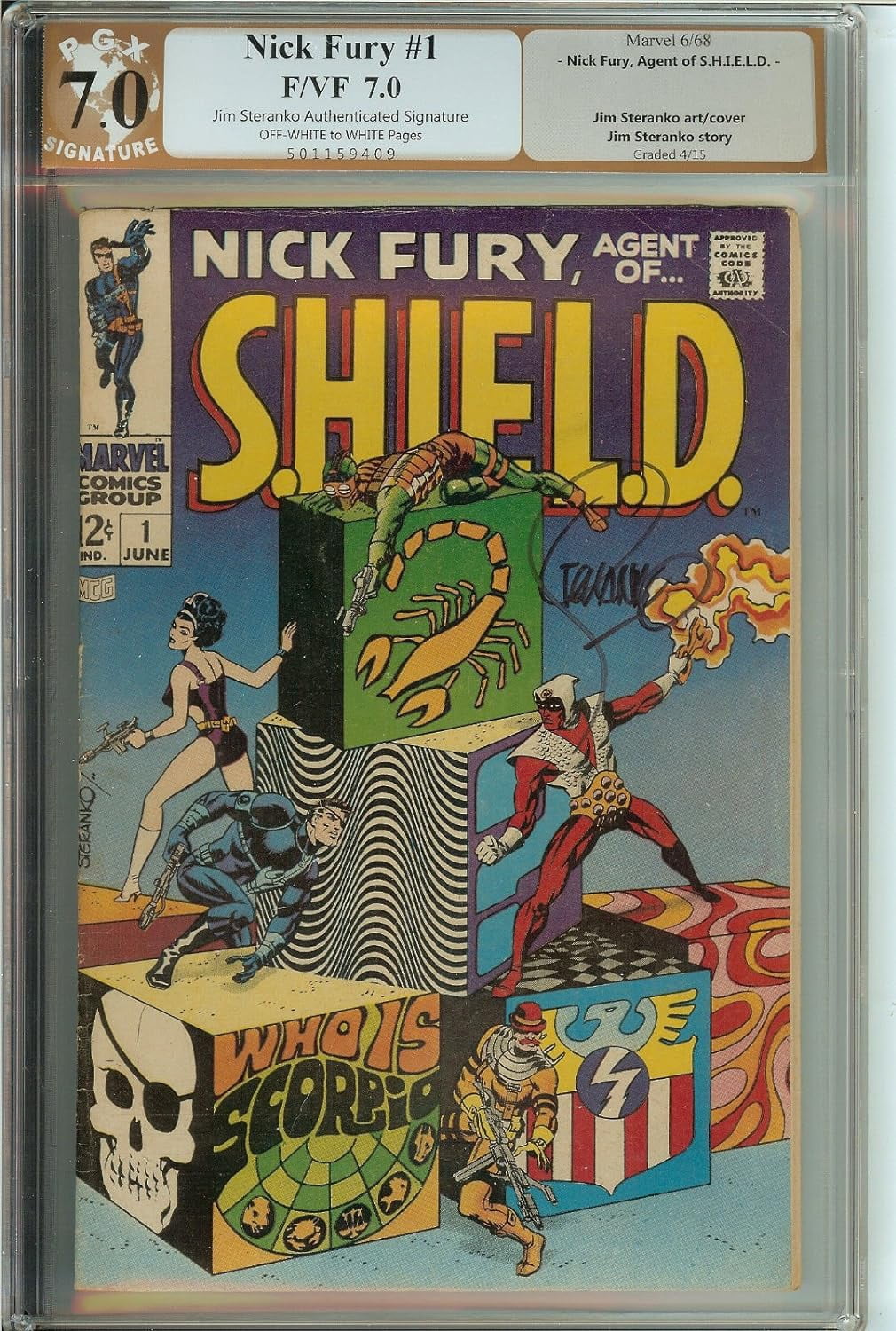 Nick Fury Agent of SHIELD #1 PGX 7.0 not CGC Signed Steranko