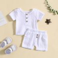 thumbnail image 3 of XBASW Newborn Baby Boys Shorts Set Toddler Infant Boys Button-Down Shirt Tops + Shorts with Pockets Summer Cotton Linen Outfit 2PCS Size 0-3T, 3 of 9