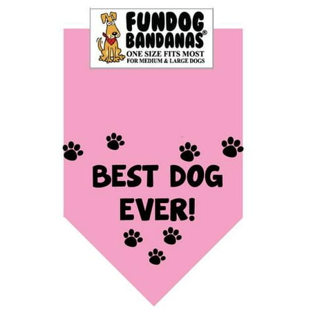 Fun Dog Bandana - Best Dog Ever - One Size Fits Most for Med to Lg Dogs, light pink pet