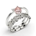 thumbnail image 3 of Gorgeous Minimalist 2.15 Carat Pear Cut Classic Morganite And Diamond Moissanite Engagement Ring, Wedding Ring, Two Matching Band in 925 Sterling Silver With 18k White Gold Plating, Gift For Her, 3 of 4