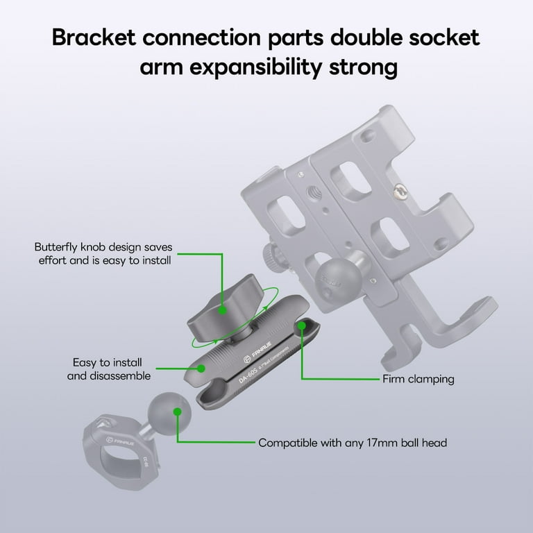 DEKEENSTAR 17mm Double Socket Arm For Phone & GPS Mounts - Aluminum Alloy, Fits RAM, Garmin, Motorcycle 5 thumbnail image