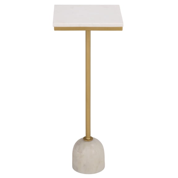 Safavieh Devota Metal and Marble Modern Square End Table, White/Gold