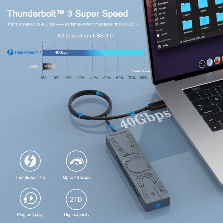 2TB M.2 Enclosure for PCIe NVMe SSD, 40Gbps Type-C to M Key/B+M Key Hard Drive Case, SSD Enclosure