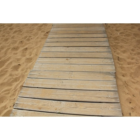 Canvas Print Summer Copy Space Beach Travel Sand Wood Way Stretched Canvas 10 x (Best Way To Sand Wood)