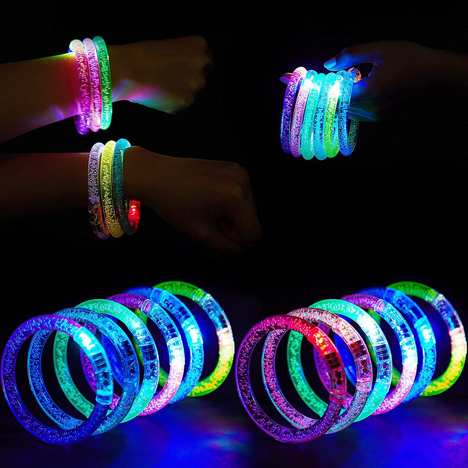 6/12pcs Light Up Bracelet Wristband Luminous Bracelet LED Glow