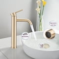 thumbnail image 5 of MAYEERTY Modern Single Handle One-Hole Tall Vessel Bathroom Sink Faucet, Stainless Steel, Brushed Gold, 5 of 9