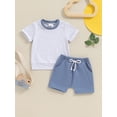 thumbnail image 2 of Bagilaanoe 2pcs Toddler Baby Boy Shorts Set Short Sleeve T Shirt Tops + Shorts 6M 12M 18M 24M 3T Kids Casual Summer Clothes, 2 of 7