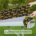 thumbnail image 6 of Black Geometric Sunflower Pattern Square Fitted Tablecloth with Elastic Edge,Square Table Cover,Washable Elastic Table Cover for Home Kitchen Party Decor 34"x34", 6 of 6
