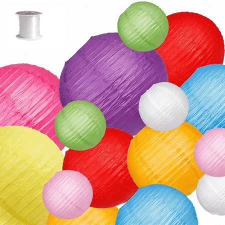 Party Decorations Paper Lanterns, 15pcs Colorful Hanging Lanterns for Wedding Birthday Fiesta - Ready to Use & Value Pack