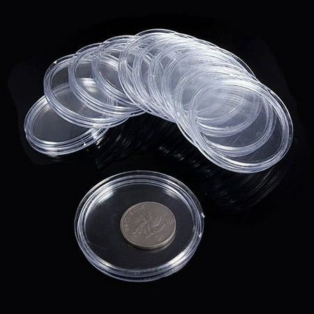 Boîte de rangement de pièces de monnaie 30mm porte-monnaie en boîte ronde  transparente Capsules en plastique vitrines organisateur pour fournitures  de collecte de pièces