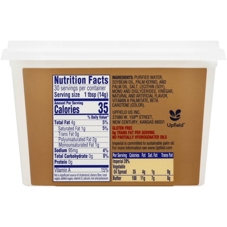 Imperial Margarine Nutrition Label