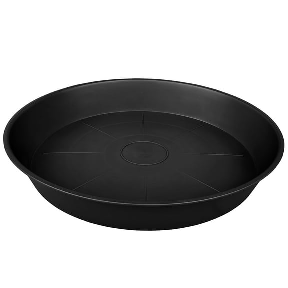 Angde 22” x 19” Round Black Plastic Plant Saucer with Durable Features