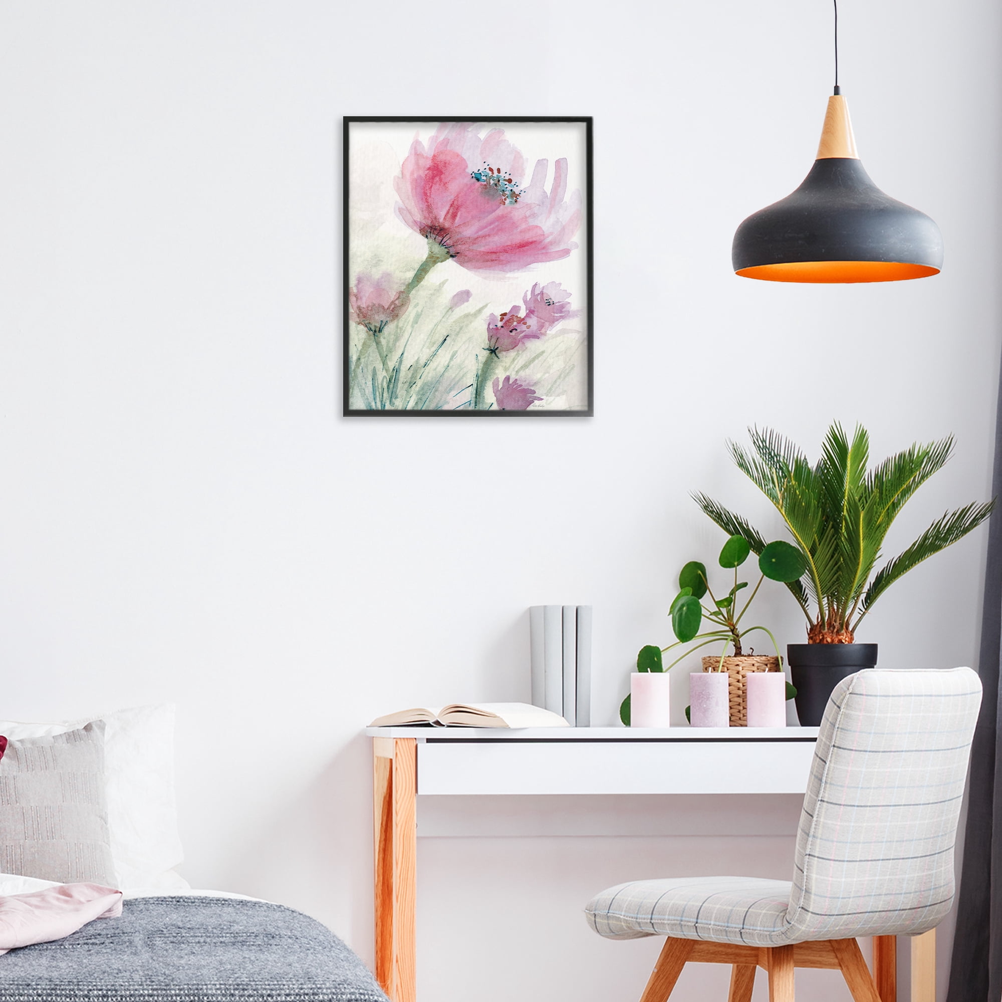 Stupell Industries Pink Flower & Speckled Stamen Black Framed Giclee Art, design by Patti Bishop