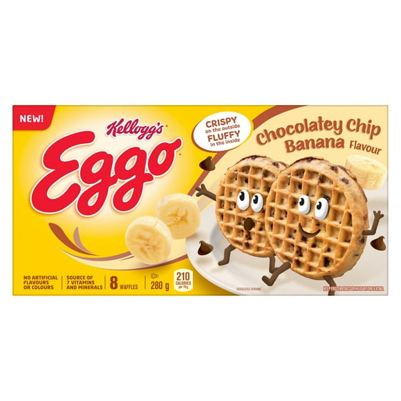 Eggo Chocolate Chip Banana Waffle (8 waffles), 280g, EG CHOC CHIP BNA WFL 280GMX12