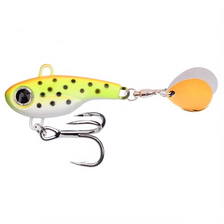 Bass Fishing Lure with Bionic Fish Shape Dual Color Spinning Blade and Sharp Treble Hook Versatile Saltwater and Freshwater Fishing Accessory for Trout Walleye Crappie Fishing