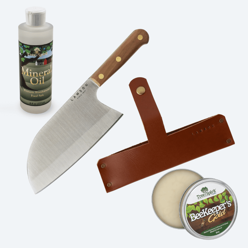 THE ORIGINAL 8" Chinese Santoku Cleaver Value Set with Walnut Handle