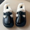thumbnail image 5 of Fleece Lined Casual Shoes for Girls Kids Waterproof Non Slip Winter Warm Loafers Wide Toe Box Slip On Dress Shoes Black Size 2.5 Big Kids, 5 of 6