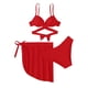 thumbnail image 3 of Traje de baño de 2 piezas para mujer, trajes de baño para mujer, bikini liso con tirantes y abertura en V, conjunto de traje de baño de tres piezas para mujer, 3 of 7
