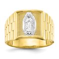 thumbnail image 1 of 10K Rhodium Plated Yellow Gold & Rhodium Men's Our Lady of Guadalupe Ring, 1 of 2
