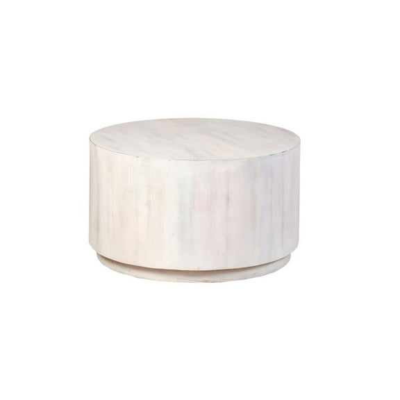 Carolina Living Krissa 30" Round Mango Wood Coffee Table - Whitewash