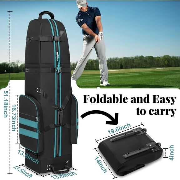 YueDun Golf Travel Bag with Wheels Heavy Duty 900D Polyester Waterproof for Airlines Transporting Clubs
