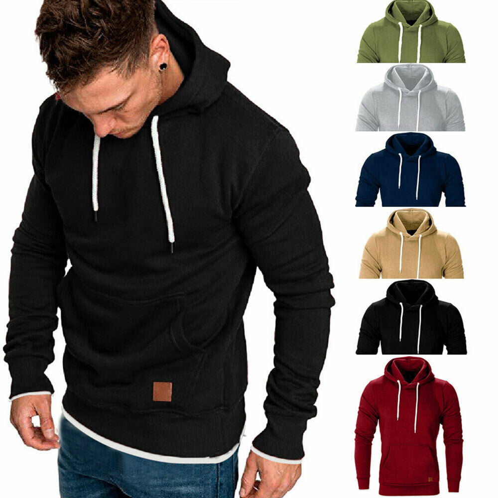 Men's Winter Hoodies Slim Fit Hooded Sweatshirt Outwear Sweater Warm Coat Jacket