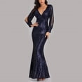 thumbnail image 4 of Prolriy Wedding Guest Dresses for Womens Fishtail Evening Dresses Embroidered Sleeveless V Neck Wedding Bridesmaid Long Dress Floor Length Gowns Party Dresses for Women 2024 Formal Dress Navy L, 4 of 8