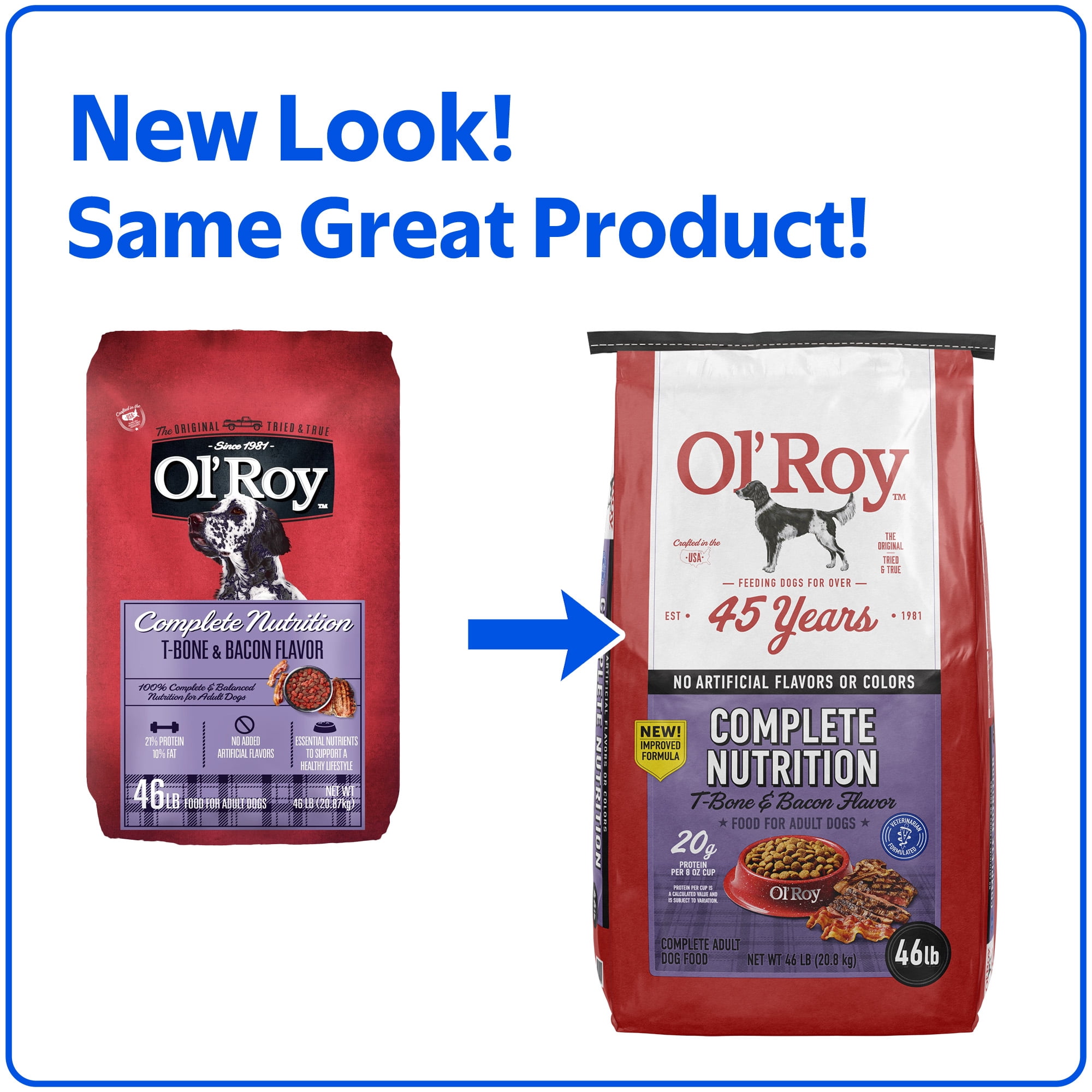 Ol' Roy Complete Nutrition T-Bone and Bacon Flavor Dry Dog Food, 46 lb Bag