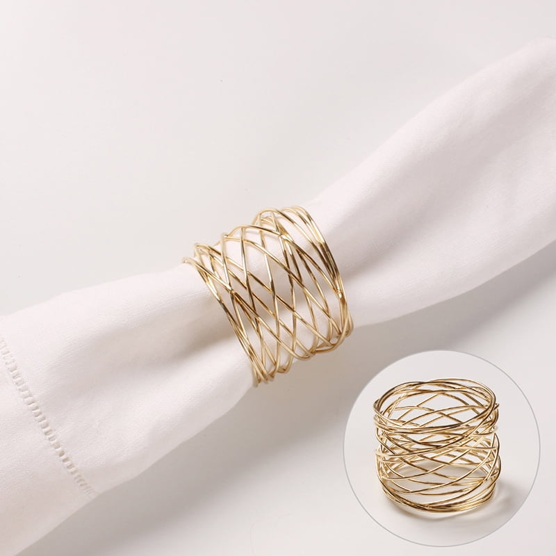 6 GOLD BEADED ROUND NAPKIN RINGS Have 100's Available for Events 