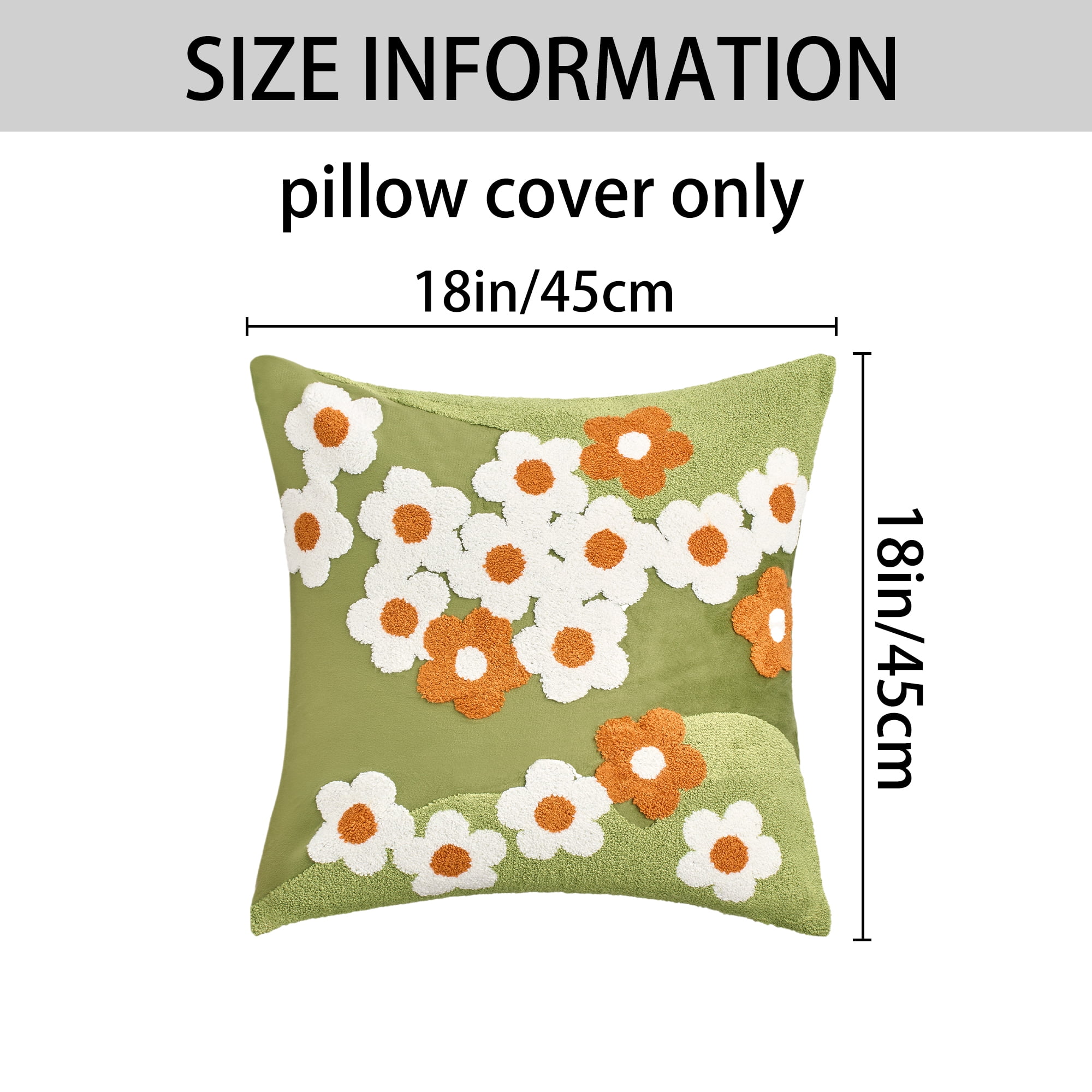 Unique Bargains Pack of 2 Velvet Embroidery Floral Throw Pillow Covers 18" x 18" Green