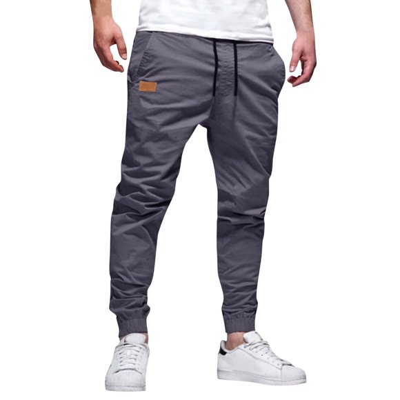 Men Cargo Shorts Joggers With Pockets Sweatpants Drawstring Chino Pants Twill Track Jogging Short De Travail Homme Dark Gray XXL