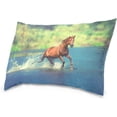 thumbnail image 2 of Horse in The Lake Velvet Oblong Lumbar Plush Throw Pillow Cover/Shams Cushion Case - 20x26in - Decorative Invisible Zipper Design for Couch Sofa Pillowcase Only, 2 of 7