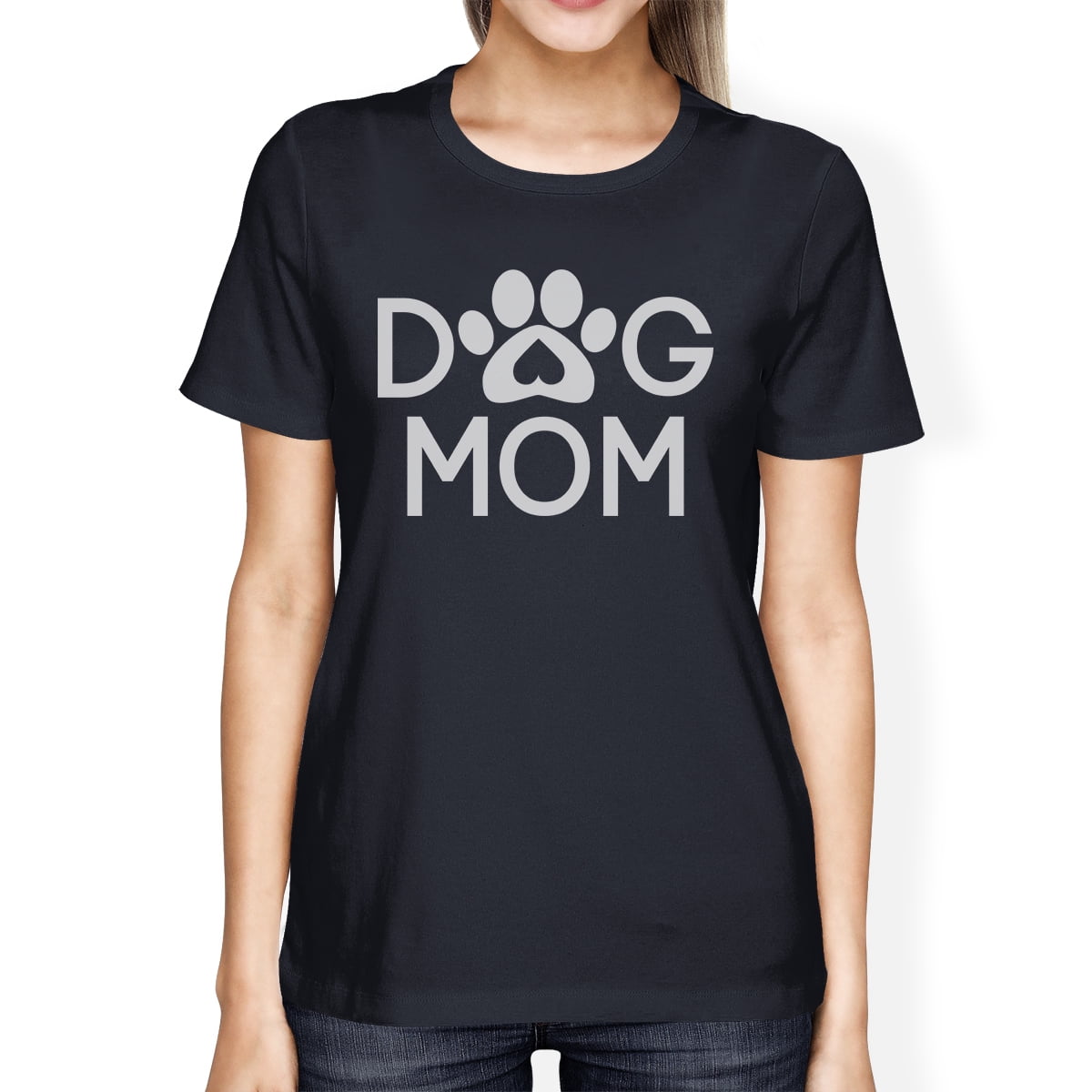 Dog Mom Womens Navy Cute Graphic Design TShirt Gift For Dog Lovers