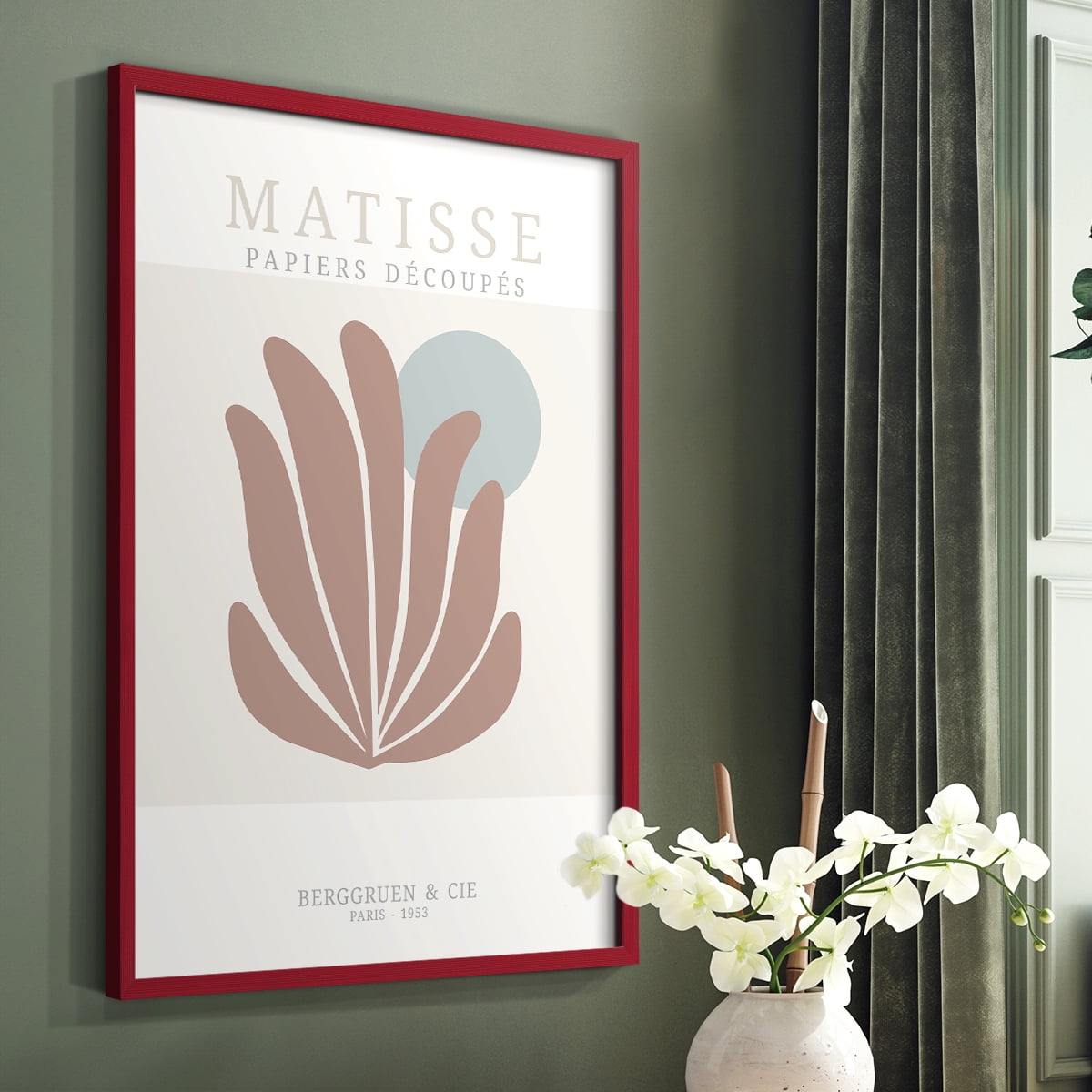 Matisse CDXXXV in Red Solid Wood Framed Print No Nail Hanging