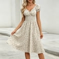 thumbnail image 5 of Dolkfu Mid-Length Women'S Clothing Gray V-Neck Ditsy Floral Short Sleeve Fit & Flare Dresses Garden Vacation Regular Geometric Dresses Gray,Xxl, 5 of 6