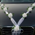thumbnail image 4 of Boda coche flor placa cinta arco conjunto coche cabeza decoración suministros boda decoración seda hilo flor (rojo) brillar Electrónica, 4 of 5