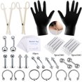 thumbnail image 1 of Kit de herramientas para perforaciones de tatuajes, 42 piezas, incluye perforaciones para cejas, orejas y ombligo, color acero., 1 of 1