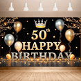 thumbnail image 6 of Yatrandify Golden Theme Happy Birthday Banner Crown Design 50th Celebration Balloon Decorations for Birthday Party Milestone Celebration Indoor Decoration, 6 of 8