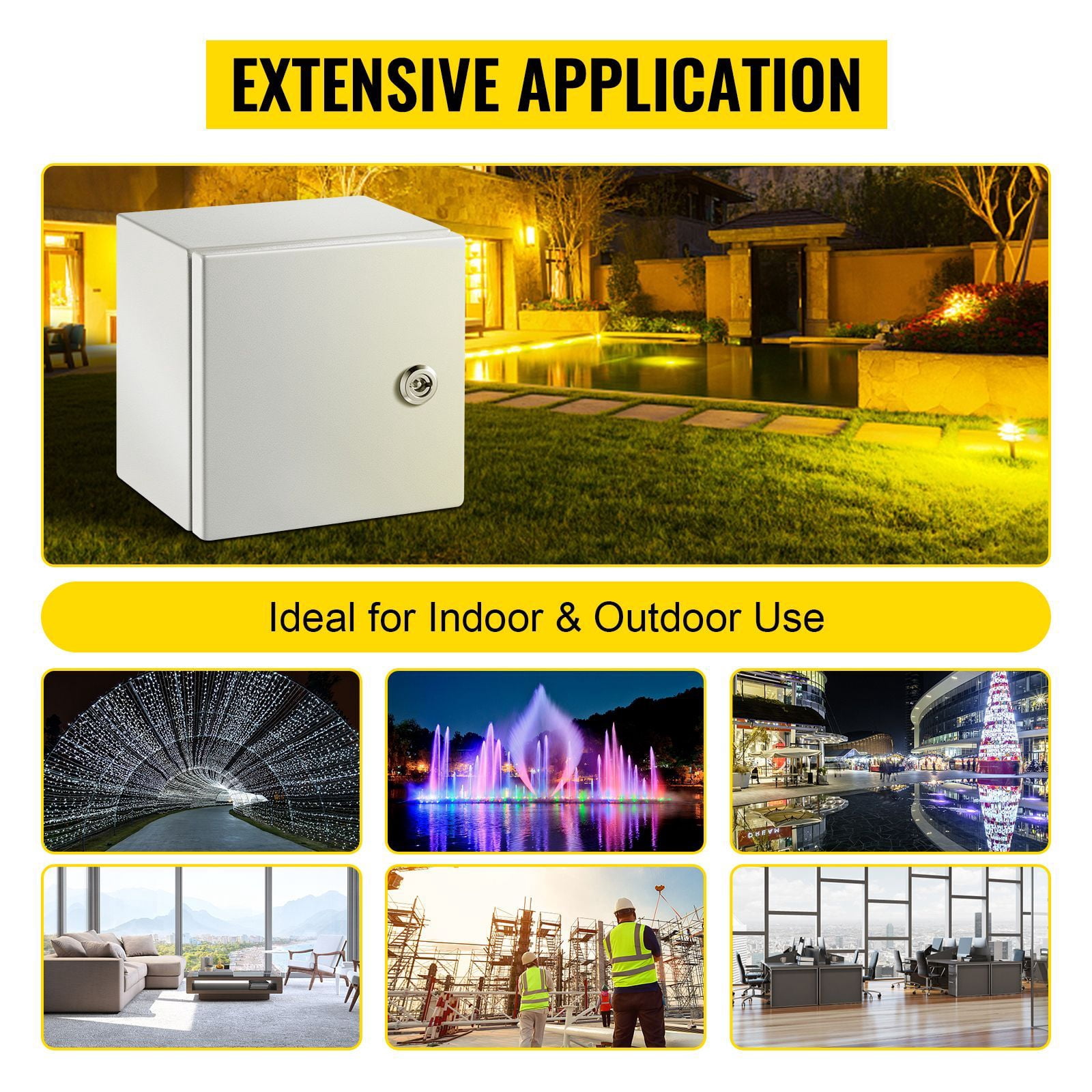 8 x 8 x 6 in NEMA Outdoor Electrical Enclosure Box, Detachable, NEMA Metal Case, IP66 Waterproof Grade, Reinforced Lock & Hinge, Safer routing, cleaner installation, and dependable power management