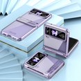 thumbnail image 4 of MonsDirect for 6.7 inch Samsung Galaxy Z Flip 4 5G 2022 Case, Hinge Protection Plating Frame Hard PC Back Clear Shockproof Full Coverage Bumper Protective Shell Cover for Galaxy Z Flip 4, Purple, 4 of 6