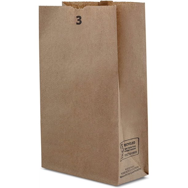 MT Products Brown Paper Bags 3 lb - Paper Lunch Bags Fold