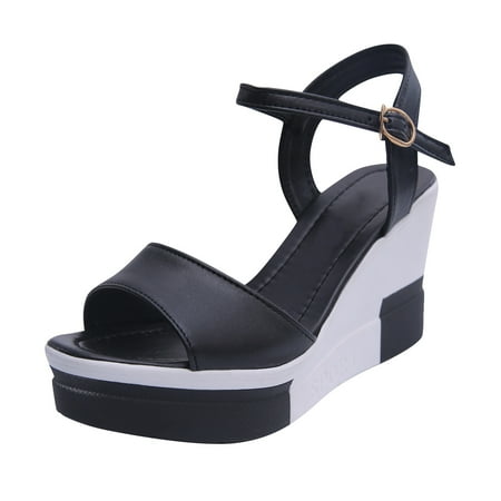 

Vedolay Platform Sandals Women Women s Summer Sandals Casual Comfortable Flip Flops Beach Shoes Ankle T-Strap Thong Elastic Flat Sandals for Women(Black 8)