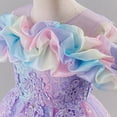 thumbnail image 3 of IBTOM CASTLE Girls Formal Dress Kids Party Wedding Party Birthday Princess Dresses Ball Gown Daughter Dance Dresses Sparkly Round Neck Lace Tiered Tulle Flower Girl Dress 7-8 Years Purple, 3 of 7