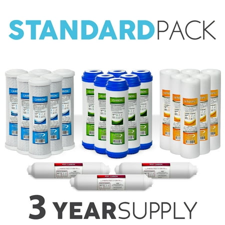 Side Water - Express Water – Reverse Osmosis and Under Sink System Replacement Filter Set – 21 Filters with Carbon (GAC, ACB, PAC) Filters, Sediment (SED) Filters – 10 inch Standard Size Water Filters