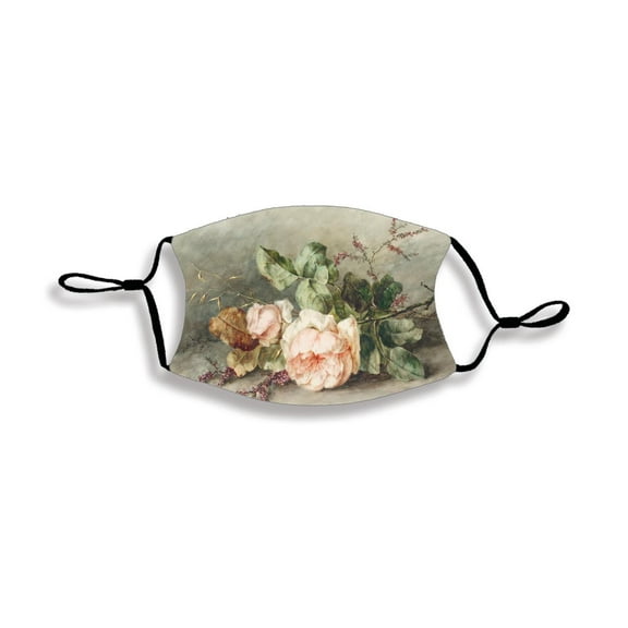 Beautiful Roses Grey One Size Fabric Fashion Face Covering Mask