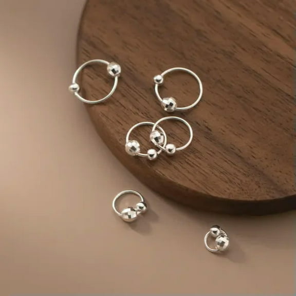 EOEMY 925 Real Sterling Silver 6-12 mm Beads Sleeper Hoop Earrings Sleepers Hoops-8 mm